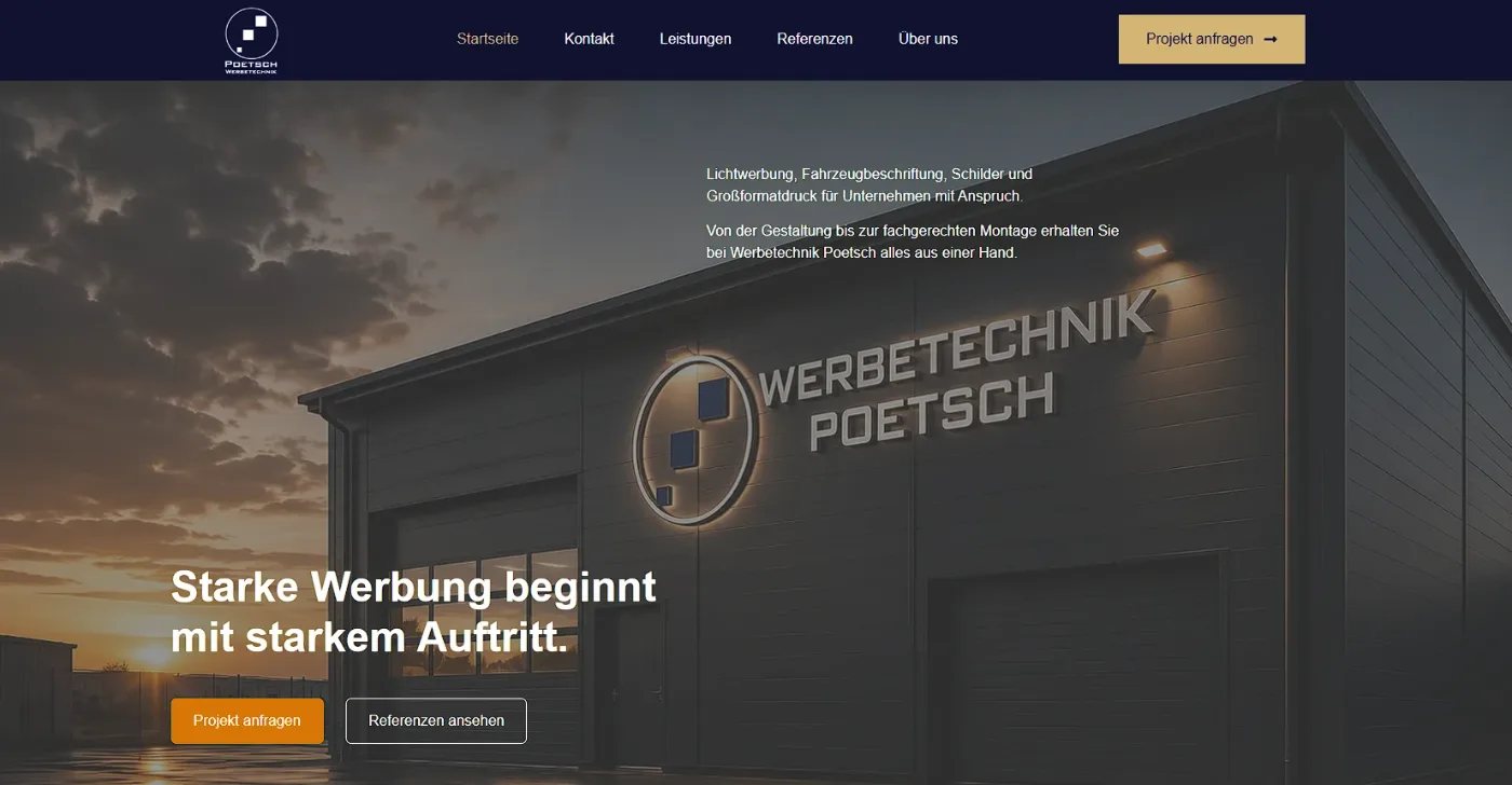 Referenzprojekt Werbetechnik Poetsch im Desktop-Browser